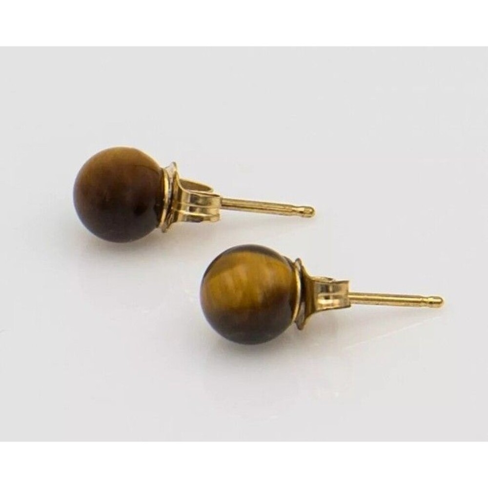 Tiger Eye 14k Gold Studs Earrings